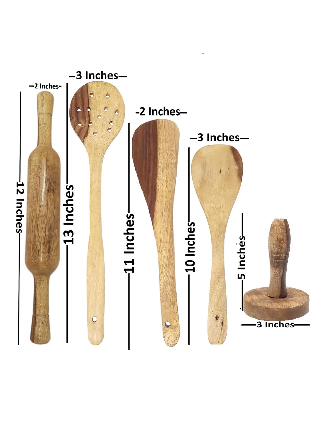 buzykart® wooden spoon set of 9 pcs/ wooden spatula, ladle & kitchen tools set - 18219054 - Zoom Image - 4