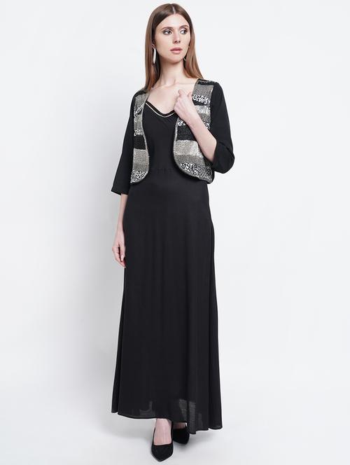 v-neck solid maxi dress - 18219431 - Very Small Image - 1