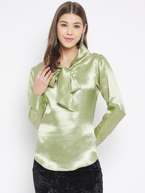 women's straight tie-up neck top - 18220429 - Very Small Image - 1