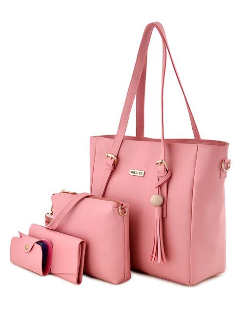 pink leatherette combo handbag - 18220560 - Very Small Image - 1