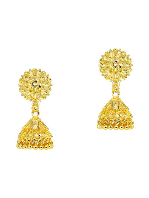 gold brass jhumka earring - 18220668 - Very Small Image - 1