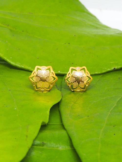 gold brass jhumka earring - 18220674 - Very Small Image - 1