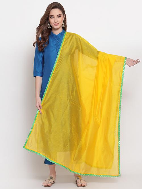 yellow chanderi dupatta - 18220916 - Very Small Image - 1