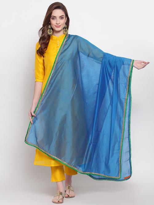 blue chanderi dupatta - 18220921 - Very Small Image - 1