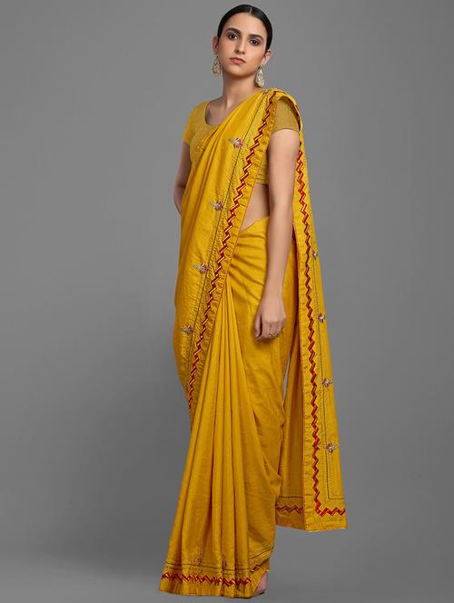women's embroidered saree with blouse - 18221502 - Very Small Image - 1