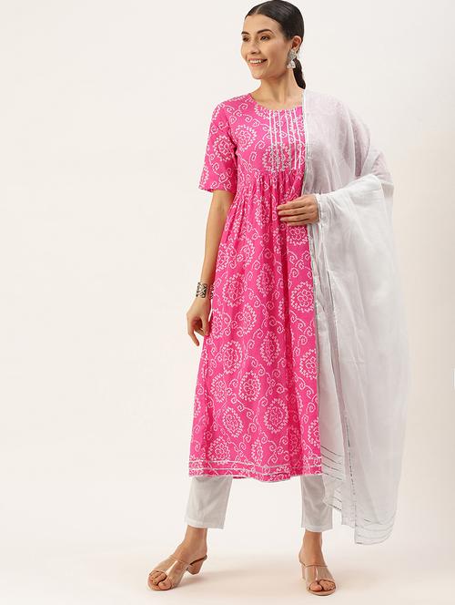 magenta kurta pant set with dupatta - 18221713 - Very Small Image - 1
