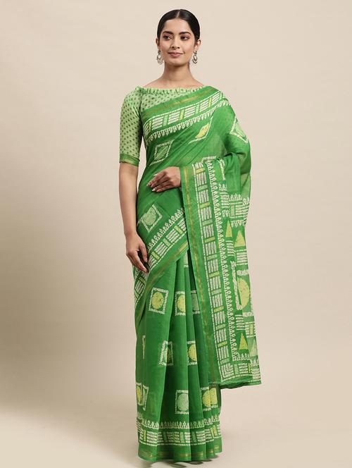 women's geometric green colored saree - 18223557 - Very Small Image - 1
