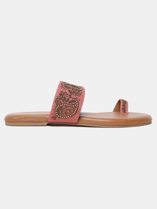 pink fabric ethnic sandals - 18223929 - Very Small Image - 1