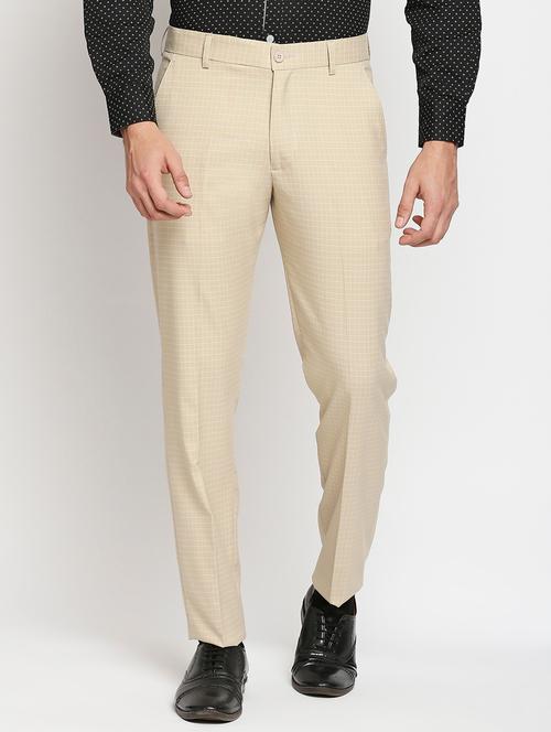 beige checkered formal trouser - 18224237 - Very Small Image - 1