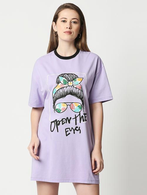 short sleeved chest-printed t-shirt dress - 18224414 - Very Small Image - 1