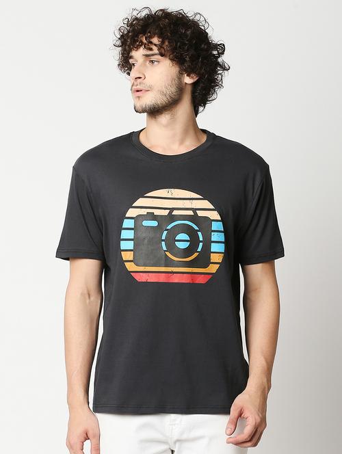 charcoal-grey chest-printed t-shirt - 18224527 - Very Small Image - 1