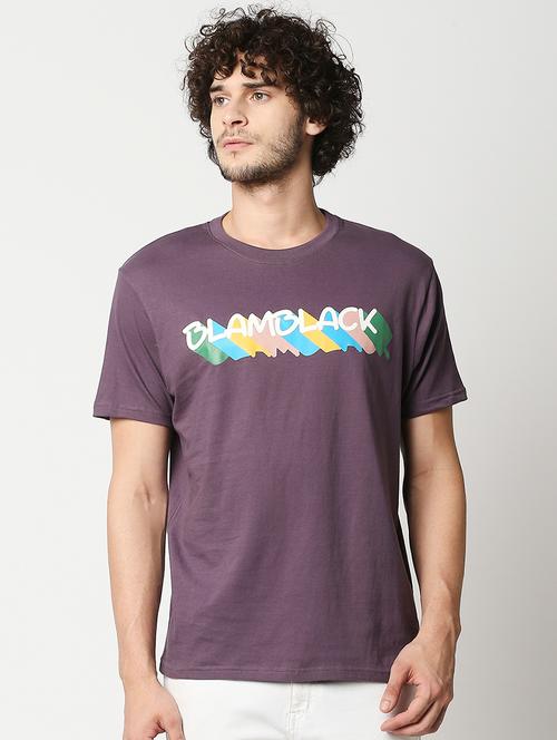 purple chest-printed t-shirt - 18224531 - Very Small Image - 1