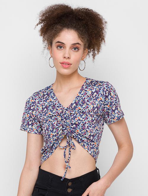 women's crop v neck top - 18224577 - Very Small Image - 1