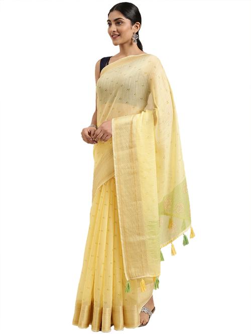 yellow cotton printed saree - 18225281 - Very Small Image - 1