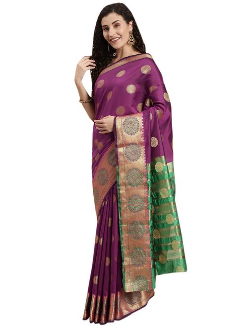 magenta cotton silk saree with blouse - 18225478 - Very Small Image - 1