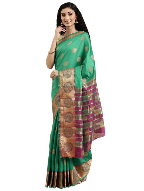 self design woven saree with blouse - 18225482 - Very Small Image - 1