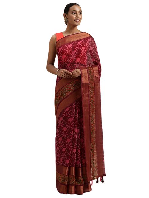 magenta cotton silk printed saree - 18225495 - Very Small Image - 1