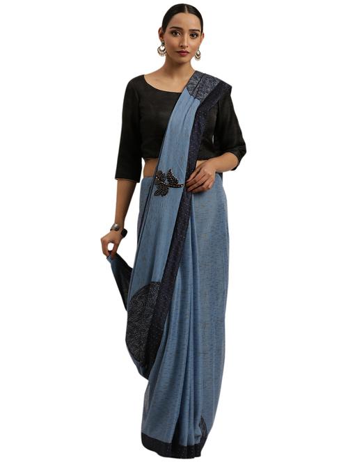 brown chiffon printed saree - 18225519 - Very Small Image - 1