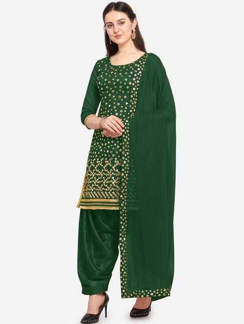 green silk blend unstitched suit - 18226976 - Very Small Image - 1