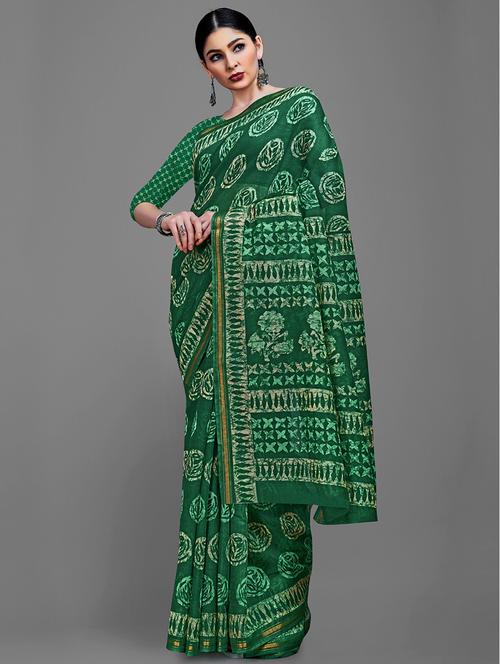 women's printed green colored saree - 18226998 - Very Small Image - 1