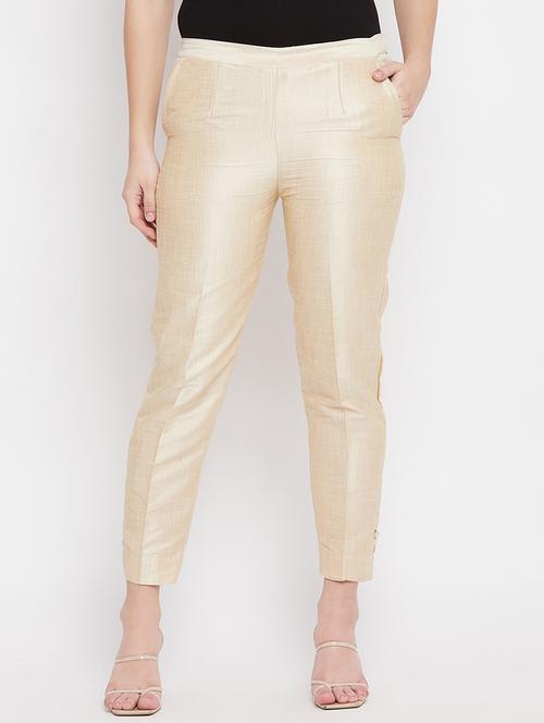 beige solid mid rise trouser - 18227357 - Very Small Image - 1