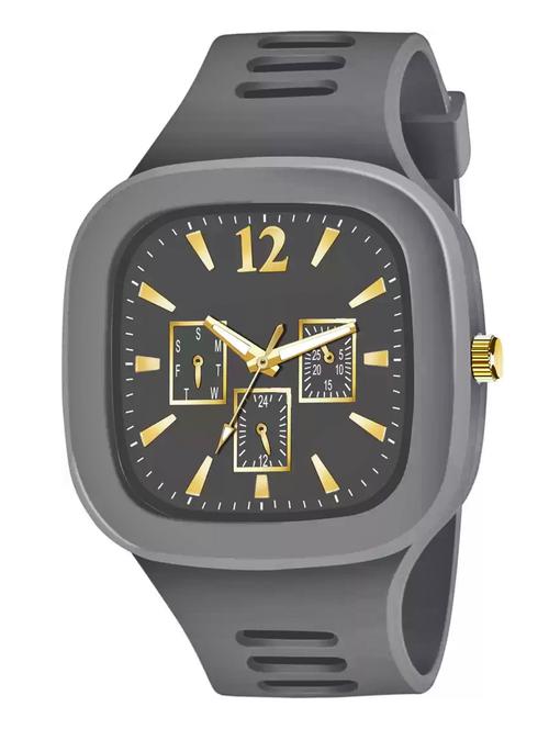 lorenz stylish square grey dial smooth silicon strap addi stylish designer analog watch- grey | mk-402r - 18227665 - Very Small Image - 1