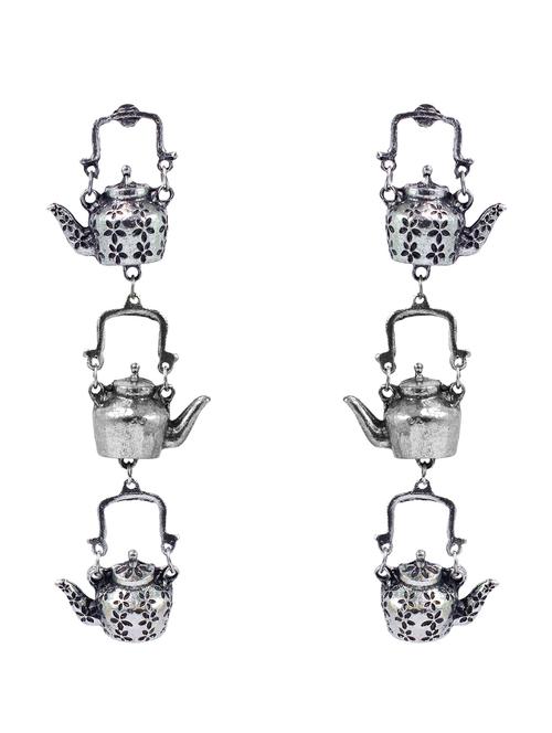 silver metal drop earring - 18228972 - Very Small Image - 1