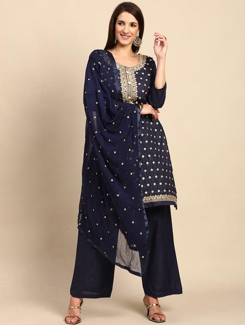 embroidered unstitched suit set - 18230766 - Very Small Image - 1