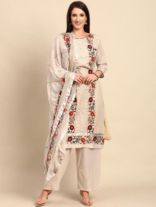 embroidered unstitched suit set - 18230799 - Very Small Image - 1