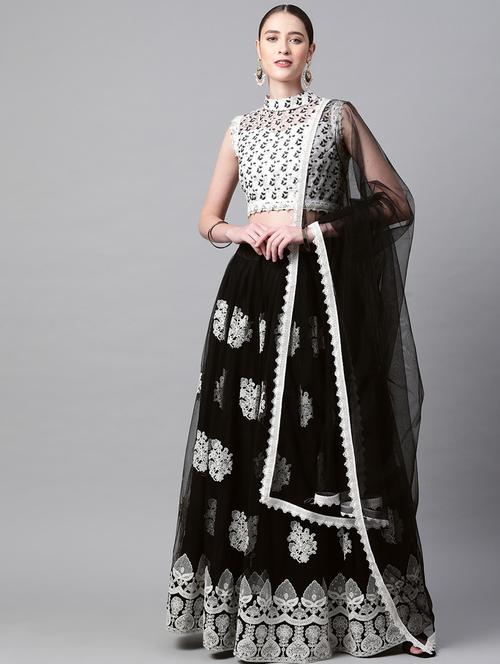 black net flared lehenga - 18231047 - Very Small Image - 1