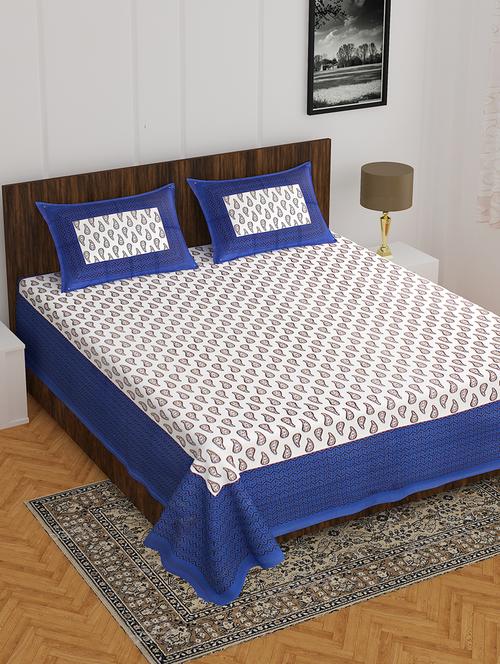 divamee bedsheets 100% pure cotton, vibrant colours jaipuri print double bedsheet with 2 pillow covers-color resistance - 18231209 - Very Small Image - 1