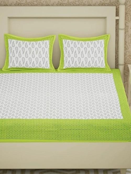 divamee bedsheets 100% pure cotton, vibrant colours jaipuri print double bedsheet with 2 pillow covers-color resistance - 18231211 - Very Small Image - 1