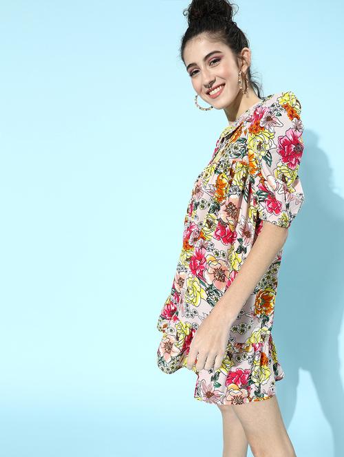 peter pan collar floral fit & flare dress - 18231633 - Very Small Image - 1