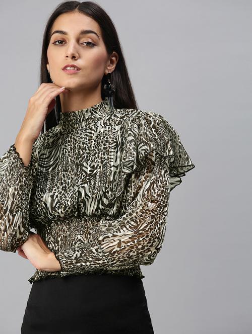 mock neck animal top - 18231707 - Very Small Image - 1