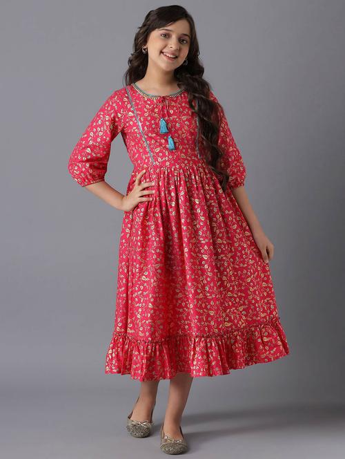 pink printed flared kurta - 18232596 - Very Small Image - 1