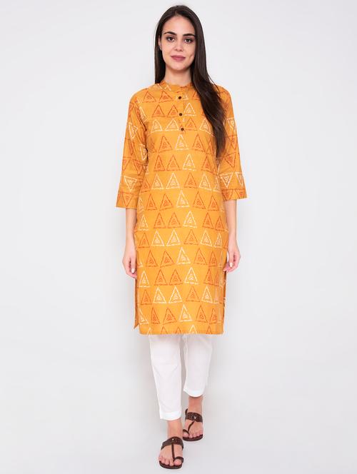 beige cotton straight kurta - 18233200 - Very Small Image - 1