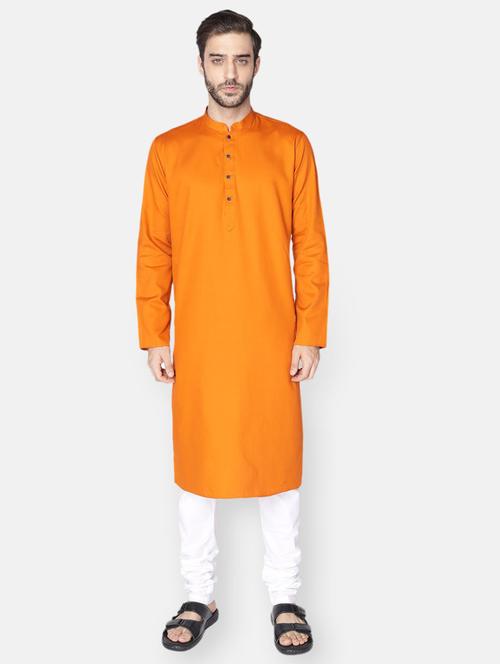 orange solid kurta pyjama ethnic wear set - 18233563 - Very Small Image - 1