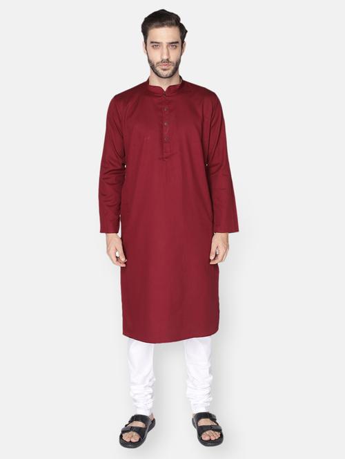 maroon solid kurta pyjama ethnic wear set - 18233569 - Very Small Image - 1
