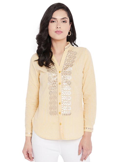 mandarin neck printed shirt - 18234249 - Very Small Image - 1