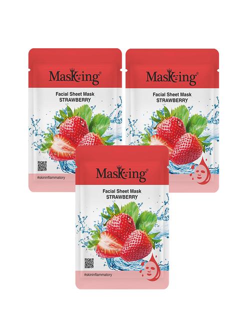 masking beauty facial sheet mask strawberry 20ml each (pack of 3) - 18234497 - Very Small Image - 1