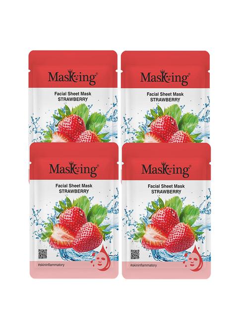 masking beauty facial sheet mask strawberry 20ml each (pack of 4) - 18234499 - Very Small Image - 1