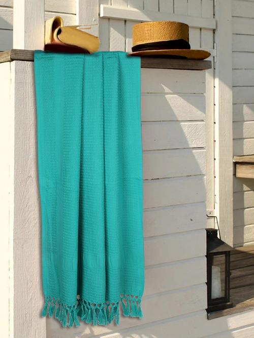 bianca organic 100% cotton super soft waffel towel -1pc bath towel (love organic) waffle-mint - 18234836 - Very Small Image - 1