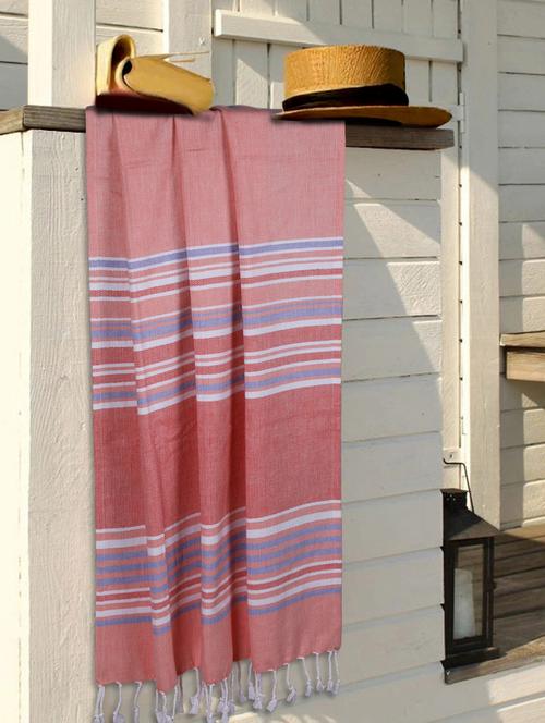 bianca turkish hammam towel (100% cotton organic) -1pc bath towel (jadore) stripe-pink - 18234841 - Very Small Image - 1