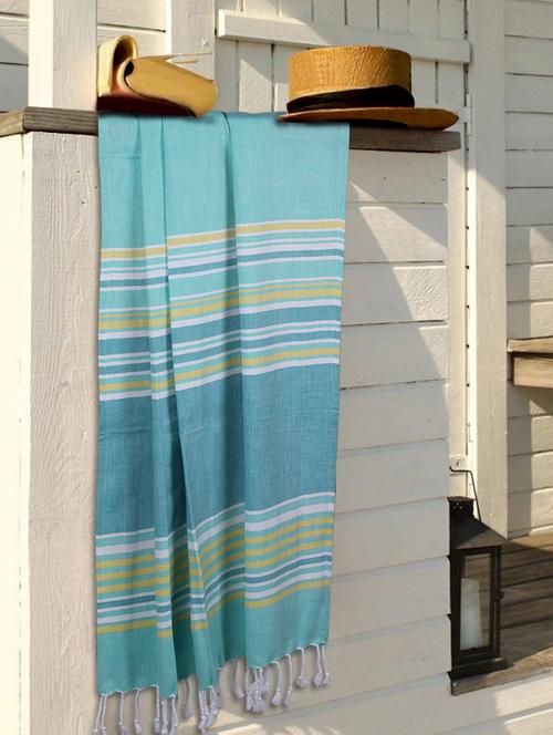 bianca turkish hammam towel (100% cotton organic) -1pc bath towel (jadore) stripe-mint - 18234842 - Very Small Image - 1