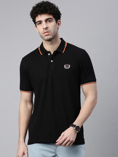 black solid polo t-shirt - 18235241 - Very Small Image - 1
