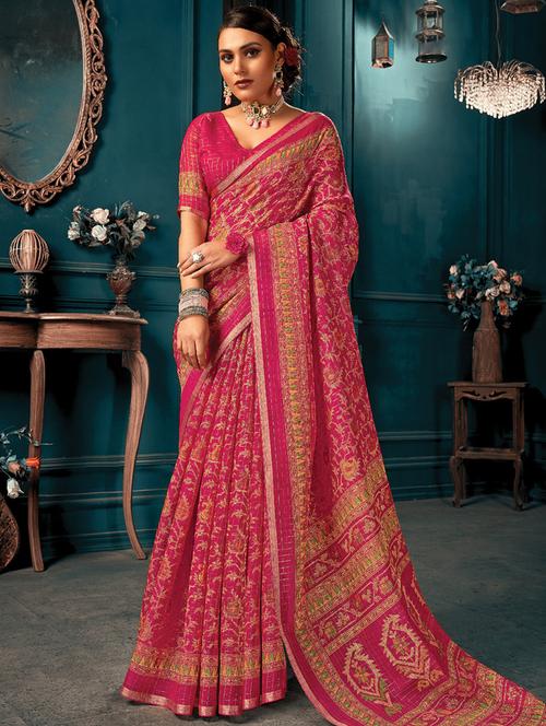 women printed saree - 18235899 - Very Small Image - 1