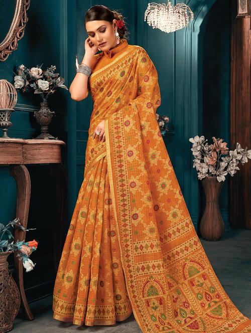 women printed saree with blouse - 18235901 - Very Small Image - 1