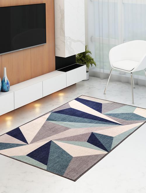 athom living distressed blue premium anti slip printed carpet - 18236603 - Very Small Image - 1