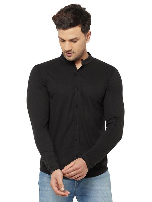 black solid casual shirt - 18236830 - Very Small Image - 1
