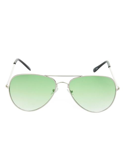 hrinkar men women boys & girls aviator &  sunglasses silver frame, green lens (medium) - 18239005 - Very Small Image - 1